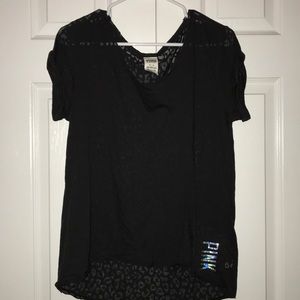 PINK. Black cheetah T-shirt. Size M